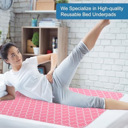 OUTCREATOR Washable Bed Pads 34 x 56 Pack of 2 Pink