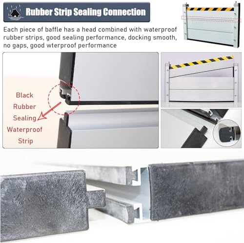 Flood Defense System - 47inch Aluminum Baffle Barriers Silver-L-175c