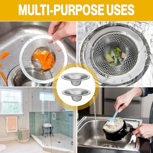 2-Pack Kitchen Bathroom Sink Drain Strainers - 275 2 Inch Hair Catcher Set