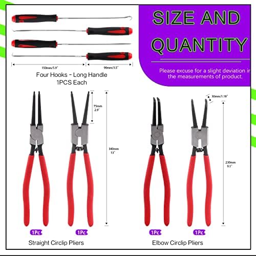 Swpeet 13-Inch Snap Ring Pliers with Pick and Hook Tool Set 1
