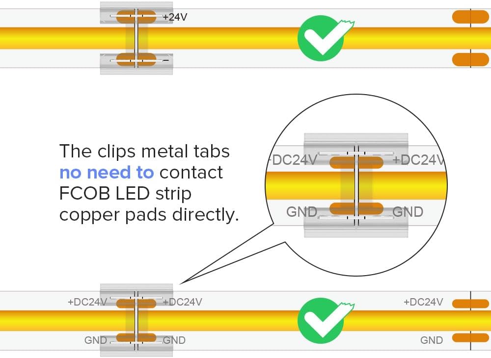 BTF-LIGHTING 50PCS 2pin 8mm Transparent FCOB COB Connector Kit