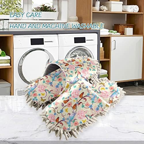DOMIKING Butterfly Birds Mop Slippers for Women