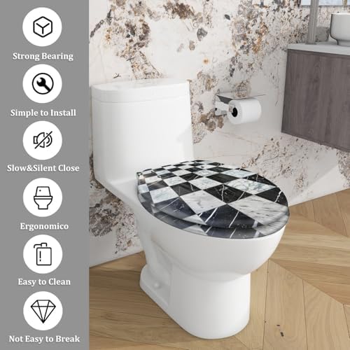 TRANQDEHOM Decorative Toilet Seat with Quiet Close Hinges