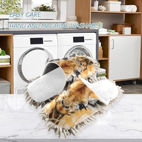 RunningBear White Giraffe Mop Slippers for Home Office