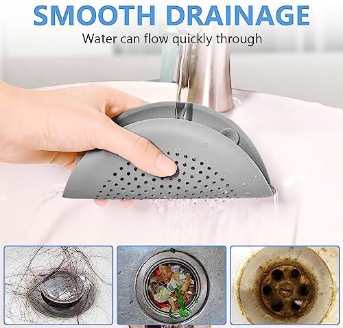 2 Pack Silicone Drain Cover Hair Catcher with Strong Suction Cups