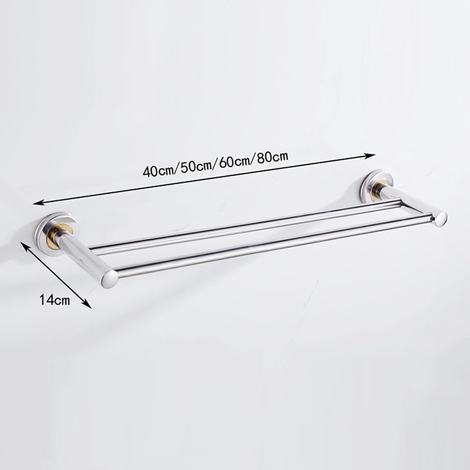 TiStm Wall Mounted Double Towel Rack in Silver