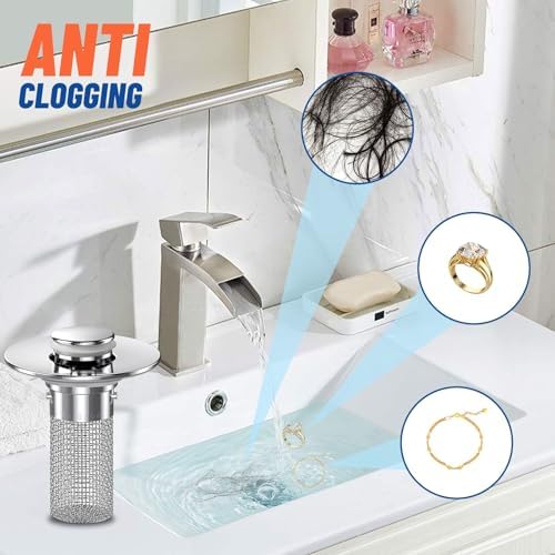Bathroom Sink Stopper Hair Catcher with Pop Up Mechanism 1Pcs Universal Replacement