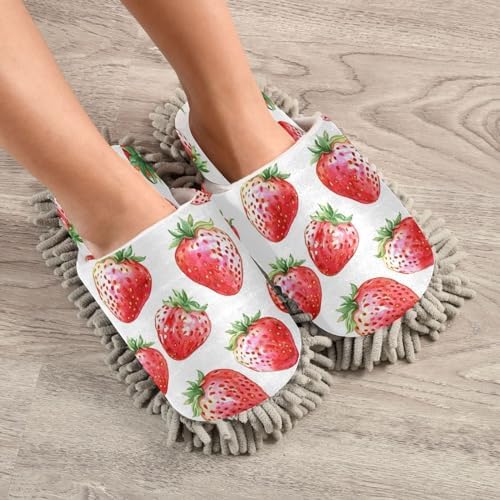 Zhirexin Cartoon Strawberry Cleaning Slippers