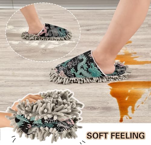 Zhirexin Colorful Dragons Microfiber Mop Slippers