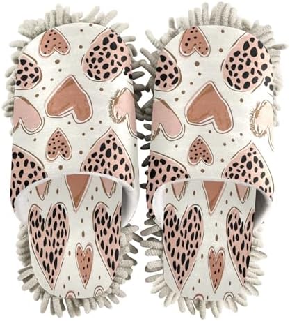 Zhirexin Brown Heart Mop Slippers for Men Women