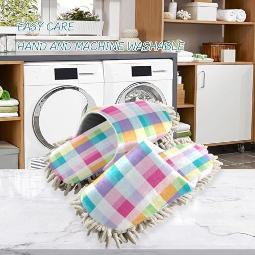 Zhirexin Colorful Stripes Microfiber Cleaning Slippers