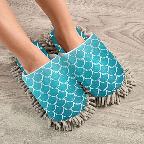 DOMIKING Mermaid Scale Mop Slippers for Women 1