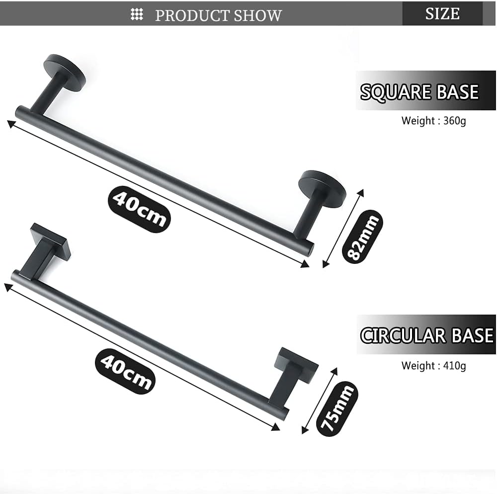 BOCbco Black Towel Rail 40Cm Wall-Mounted Towel Holder