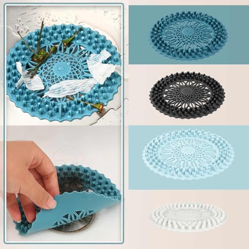 Hair Catcher Shower Drain Cover - Durable Silicone Easy to Install and Clean