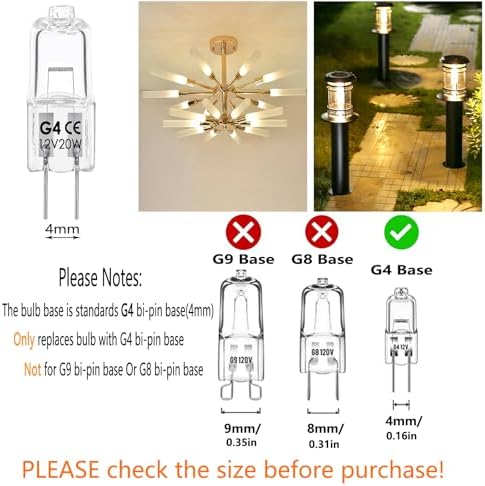 Snnalosses G4 Halogen 12V 20W Warm White Bulb 12 Packs
