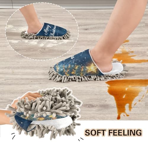 RunningBear White Christmas Mop Slippers for Kitchen Cleaning