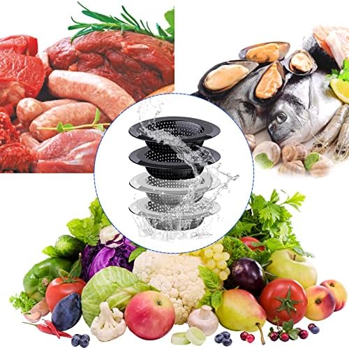 V-TOP 4 Pack Stainless Steel Black Mesh Kitchen Sink Strainers