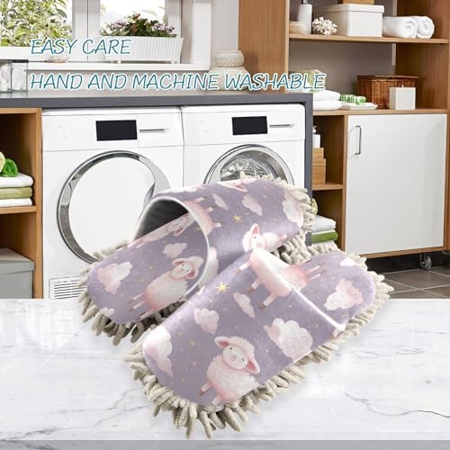 Zhirexin Cute Sheep Cleaning Slippers - Washable Mop Shoes