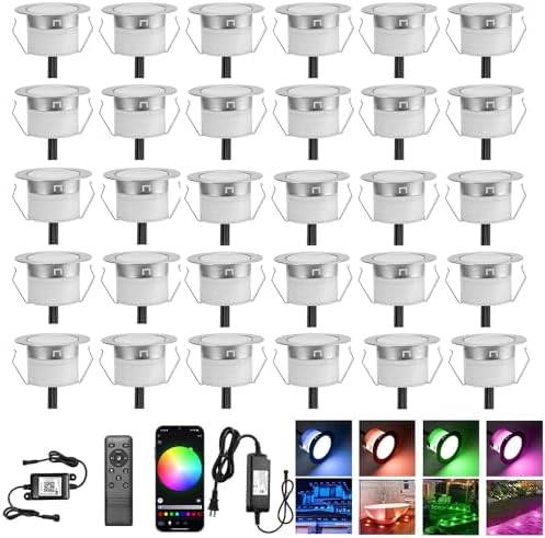 Sumaote 30pcs LED Deck Lights Kit Smart RGB Waterproof Outdoor Lighting
