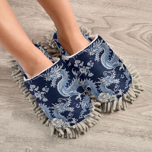 Zhirexin Blue Dragons Microfiber Mop Slippers 1