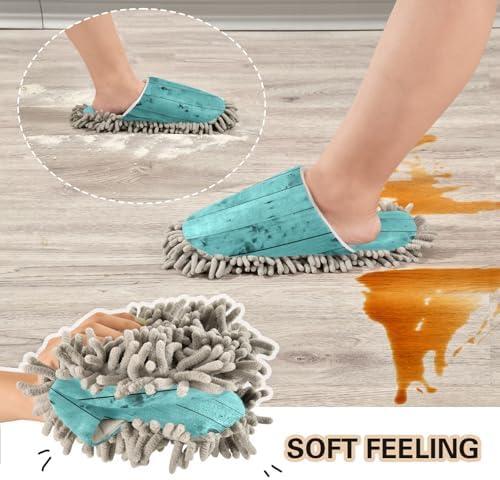 Sinestour Teal Turquoise Mop Slippers for Floor Cleaning 1