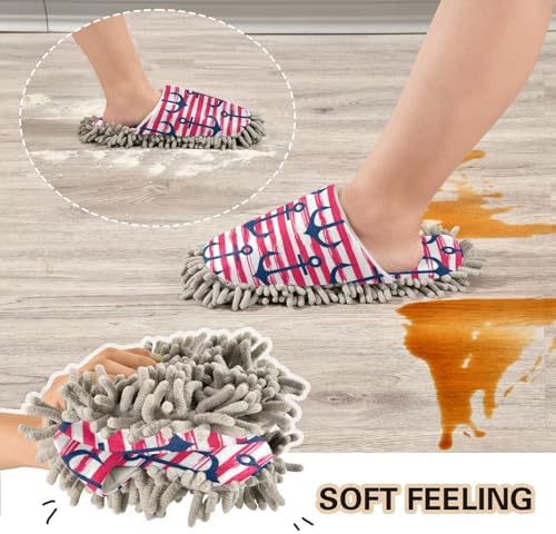 Sinestour Hand Drawn Striped Mop Slippers for Floor Cleaning 1