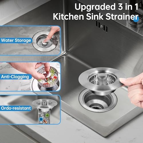 Tilirex 3 in 1 Kitchen Sink Drain Strainer