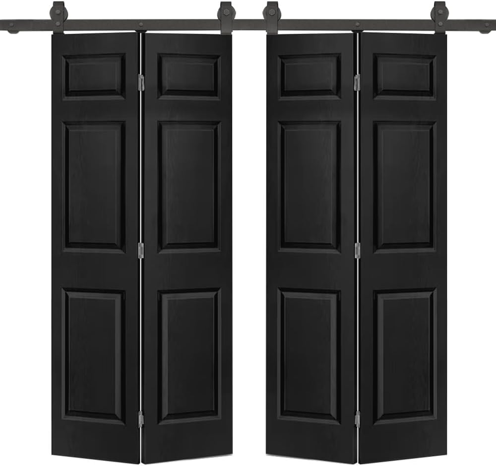 Calhome 60x80 6 Panel Black Bi-Fold Barn Door