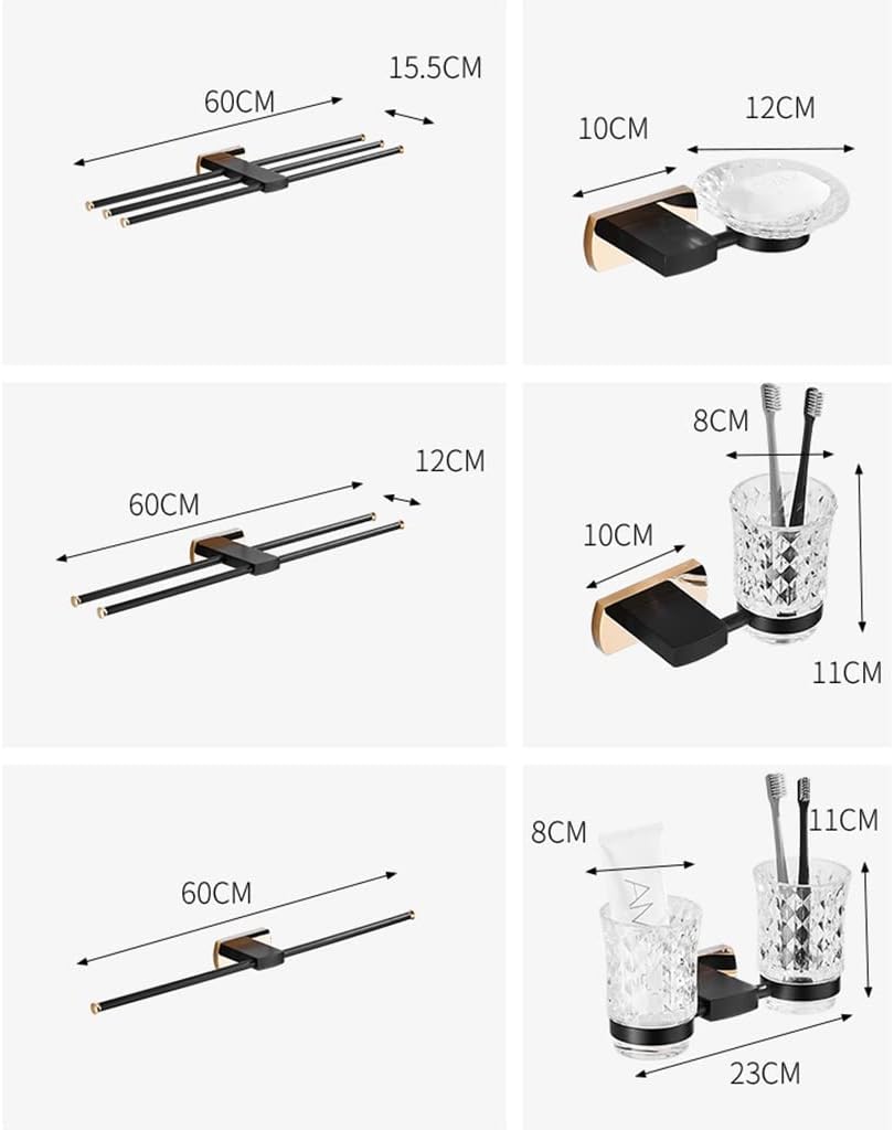 Black Gold All-Copper Towel Rack Set for Bathroom