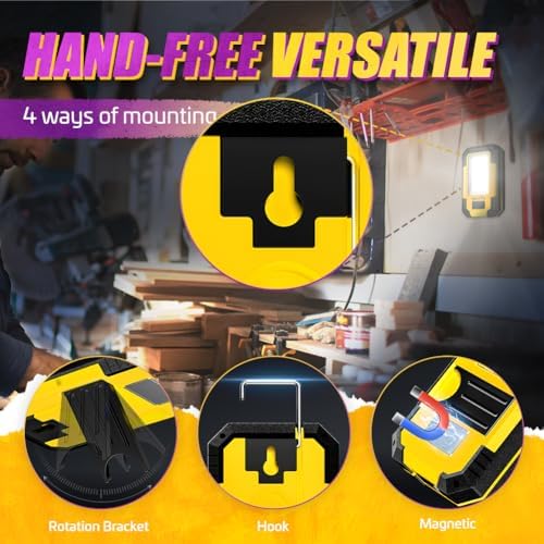 WARSUN Rechargeable LED Work Light 1200LM Bright Yellow