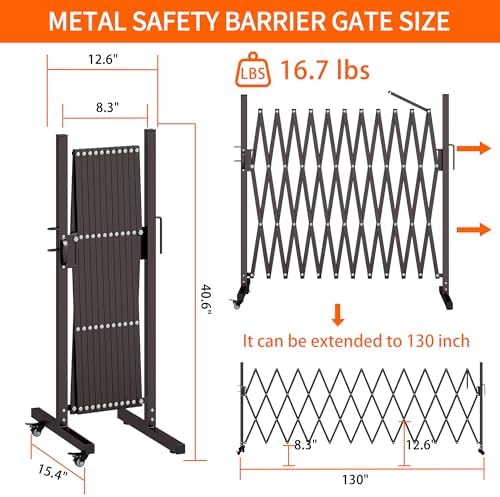 MOOITZ Folding Security Gate 130 x 406 Portable Barricade with Casters