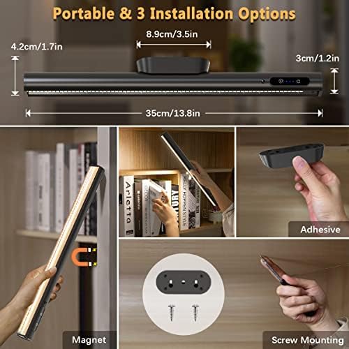 Hapfish Rechargeable Magnetic LED Wall Strip Light - Dimmable Black