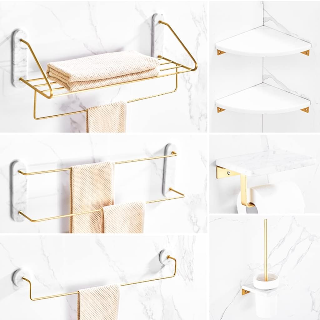 Marble Bathroom Shelf Set with Towel Bar and Hook