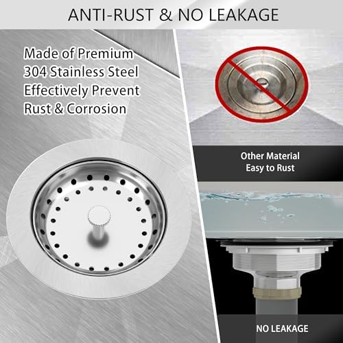 Exakey 3-12 Inch Brushed Stainless Steel Sink Drain Strainer Kit
