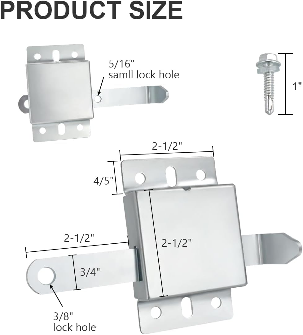 Garage Door Side Lock Inside Deadlock 2-Pack