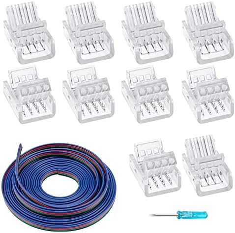 GXILEE 4 Pin LED Strip Connector 10 Pack with 164ft Extension Cable