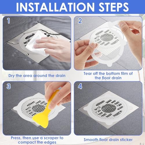 50 Pcs Waterproof Hair Catcher Sticker with Scraper