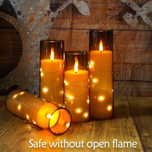 Eebuss Flameless Candles with Star String Set of 7