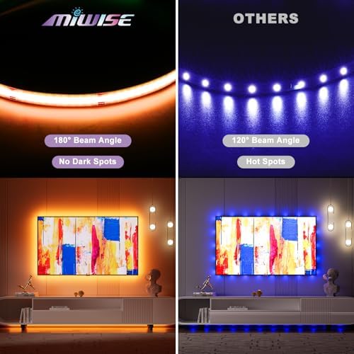 MIWISE 20ft RGB COB LED Strip Light DC24V Dimmable