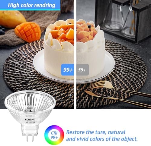 KOHEOPT MR16 20W Halogen Bulbs 4 Pack 12V Durable GU53 Base
