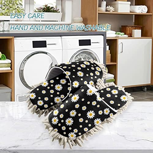 DOMIKING Daisy Flowers Mop Slippers for Women 1