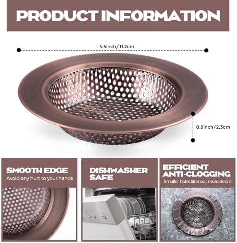 Retisee 2 Pcs Stainless Steel Sink Strainer Red Bronze 44 Diameter