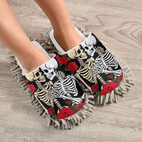 White Roses Mop Slippers with Soft Chenille Sole