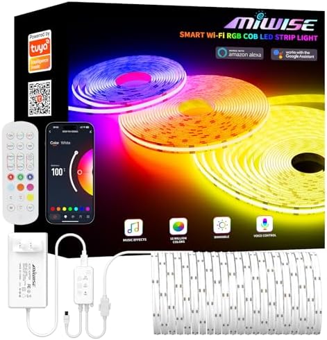 MIWISE 20ft RGB COB LED Strip Light DC24V Dimmable