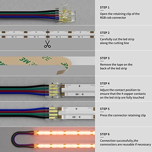 PAUTIX 10mm COB LED Strip Connectors 4 Pin