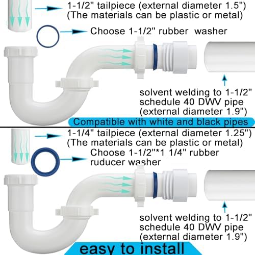 Yariwiz White P Trap 1 12 Inch Drain Kit