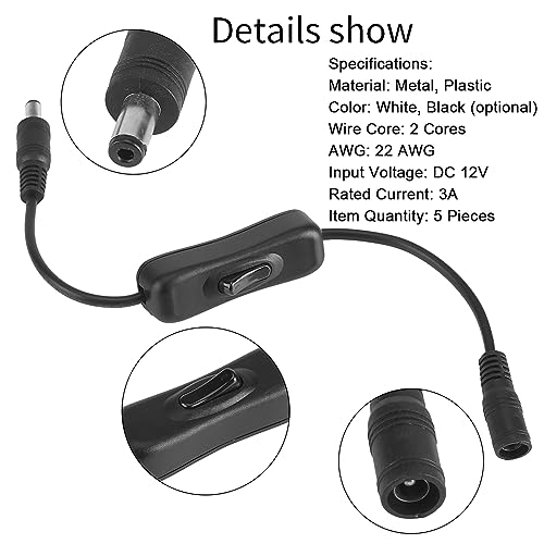 5PCS Black DC Light Bar Switch Connector