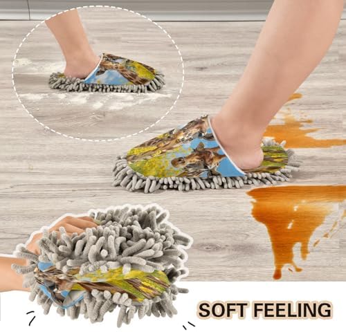 Zhirexin Mop Slippers for Men Women - Soft Cotton Flannel Microfiber