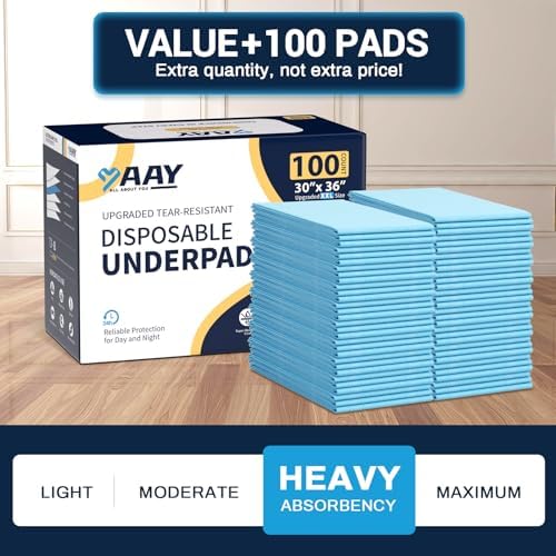 AAY Disposable Bed Pads 30X36 100pcs Tear-Resistant Incontinence Pads