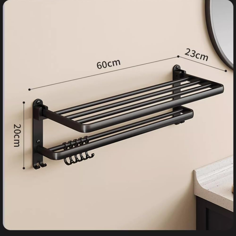 ANNBKA Black Folding Towel Rack for Bathroom